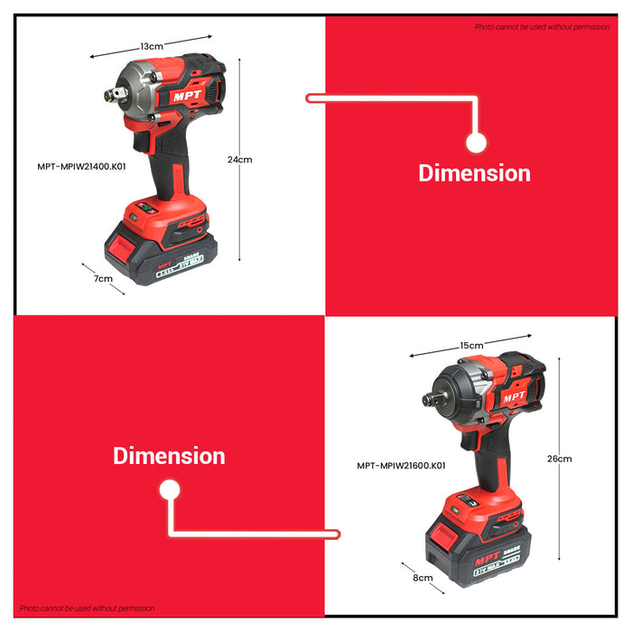 MPT 21V 400Nm-800Nm Brushless Motor Cordless Impact Wrench w/ Battery & Charger Heavy Duty Lug Nut Remover Power Tool For Car & Home Use - CL • MOST PROFESSIONAL TOOLS •
