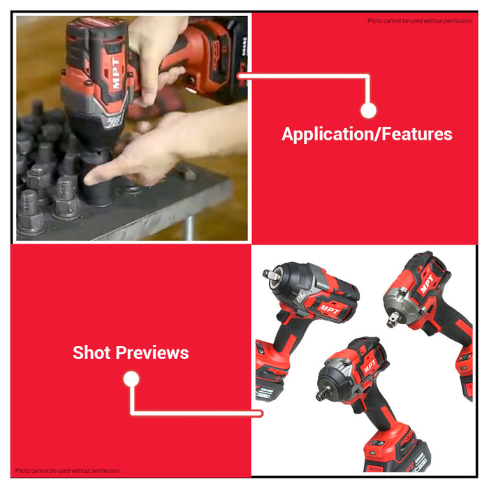 MPT 21V 400Nm-800Nm Brushless Motor Cordless Impact Wrench w/ Battery & Charger Heavy Duty Lug Nut Remover Power Tool For Car & Home Use - CL • MOST PROFESSIONAL TOOLS •