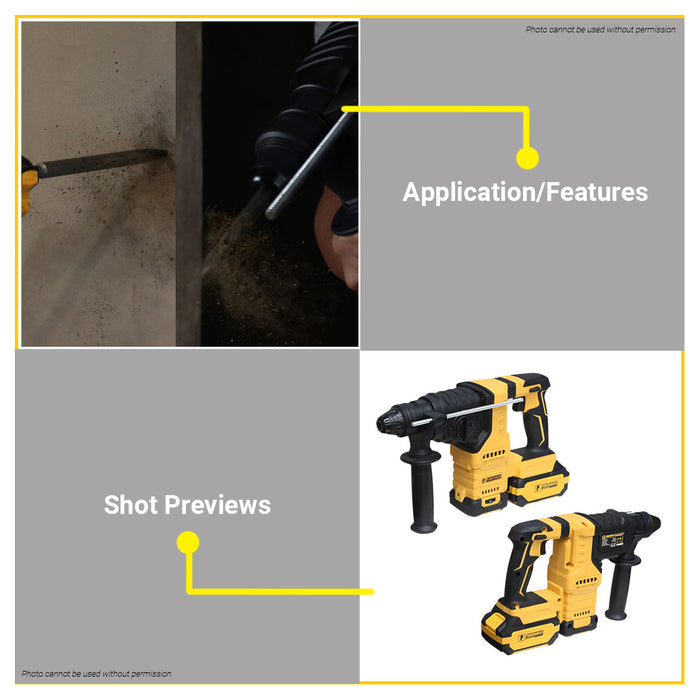 PowerHouse Bare Unit Cordless Rotary Hammer Brushless SDS-PLus 20V 26MM PH-20V-WLPROCRH26-XBL-BU PHPT