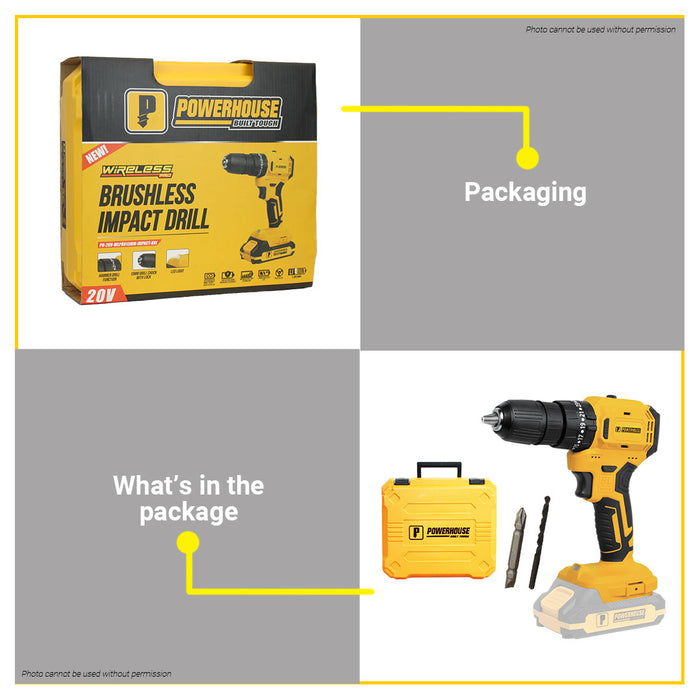 BUILDMATE Powerhouse 35Nm Cordless Impact Drill 20V13mm (NO BATTERY & CHARGER) Electric Screw Driver / Drill PH-20V-WLPROIMPACT13MM-BU - PHPT