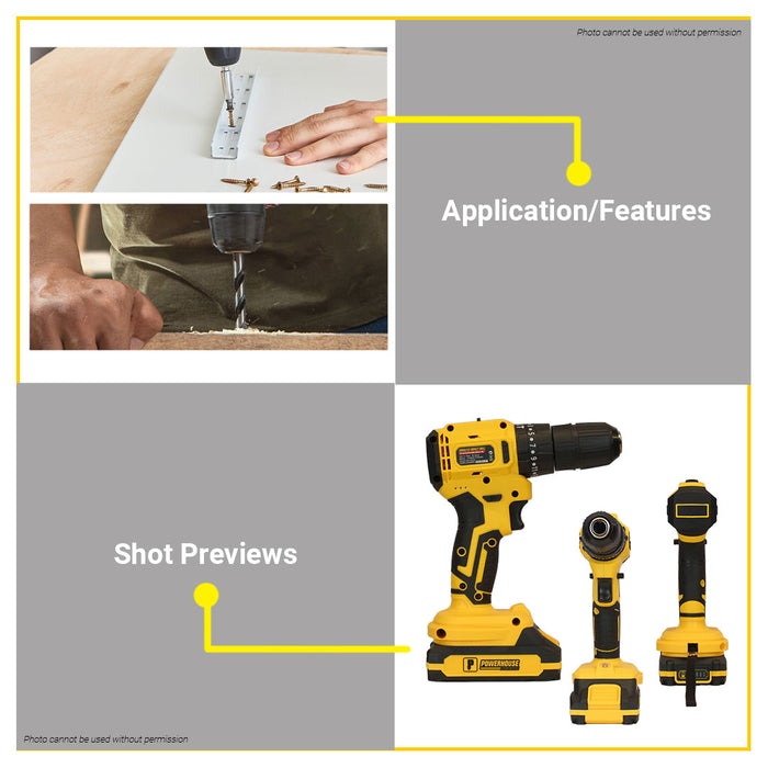 BUILDMATE Powerhouse 35Nm Cordless Impact Drill 20V13mm (NO BATTERY & CHARGER) Electric Screw Driver / Drill PH-20V-WLPROIMPACT13MM-BU - PHPT