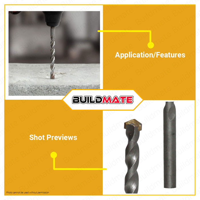 BUILDMATE Powerhouse 5PCS/SET Masonry Drill Bits Professional Concrete Drill Bit Set 4mm To 10mm Carbide Tip For Brick, Tile, Cement, Ceramic, Glass, And Plastic Hand Tool PH-5PCS-SET• PTAA