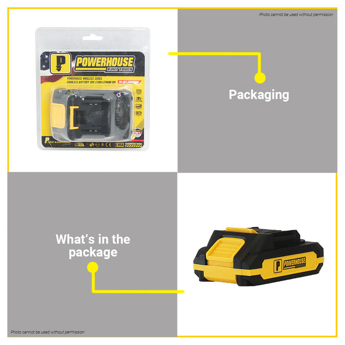 BUILDMATE Powerhouse 20V Wireless Pro Series Cordless Lithium-Ion Battery Pack 2.0Ah Rechargeable Power Tools Batteries PH-XBT-2000MAH - PHPT