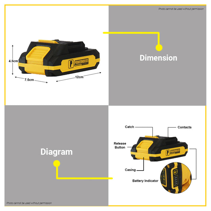 BUILDMATE Powerhouse 20V Wireless Pro Series Cordless Lithium-Ion Battery Pack 2.0Ah Rechargeable Power Tools Batteries PH-XBT-2000MAH - PHPT