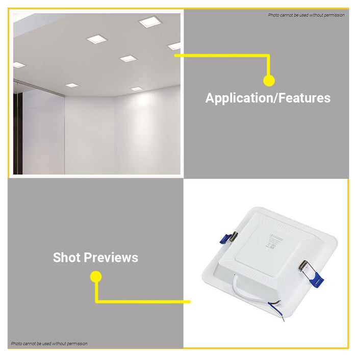 BUILDMATE Powerhouse / Lighthouse 9W 6" Inch Recessed Downlight Square Type Down Light Day Light / Warm White Panel LED Light Ceiling Light PHERP-SQR-9W-DL - PHE