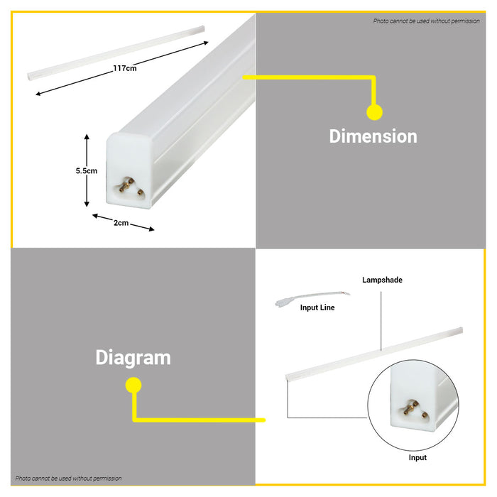 BUILDMATE Powerhouse / Lighthouse Electric LED T5 Batten 16W Daylight / Warm White Tube Light Linear Lighting LED PH-PHET5-16W - PHE