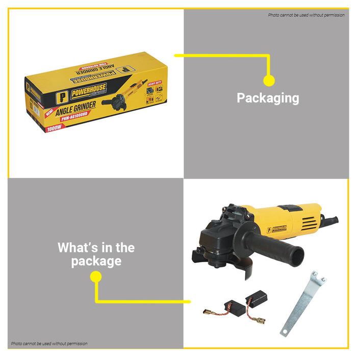 BUILDMATE Powerhouse Electric Angle Grinder Powerful 1000W Motor Side Disc Grinding and Polishing Power Tools PHM-AG1000HD - PHPT