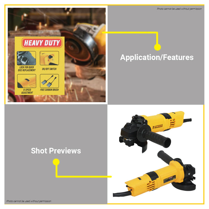 BUILDMATE Powerhouse Angle Grinder 1000W / 13000W with 6-Speed Adjustment Heavy Duty Polishing and Grinding Side Disc Grinder Machine Power Tools AG1000VS / AG1300VS - PHPT