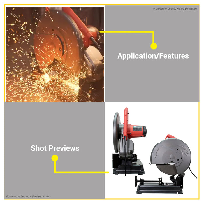 BUILDMATE Skil 45° Adjustment Cut-Off Machine Saw 2400W Chopsaw Steel Metal Cutting Machines Cut Off Saws Power Tool AC6202SE