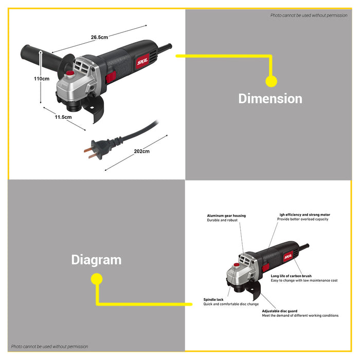 [SUPER SALE] BUILDMATE Skil 4" Angle Grinder 800W Side Switch with Handle AG2826SE