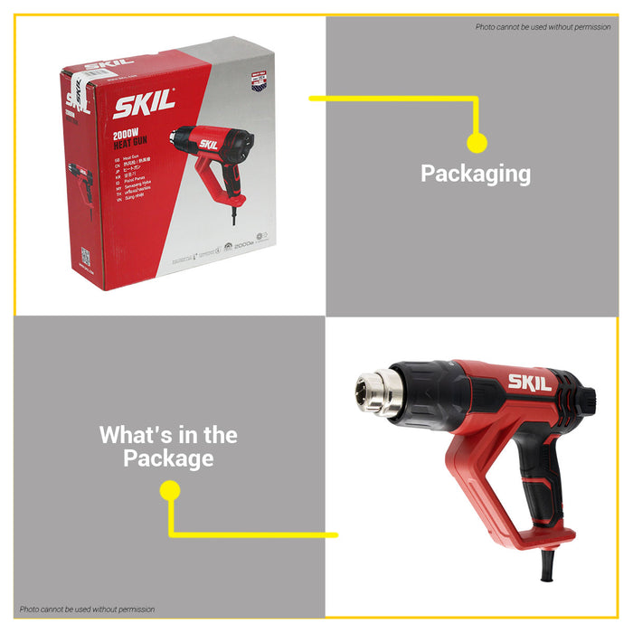 BUILDMATE Skil 2000W Electric Heat Gun Blower Portable Hot Air Dryer Shrink Gun Sealer 7 Temperature Setting HA5946SE