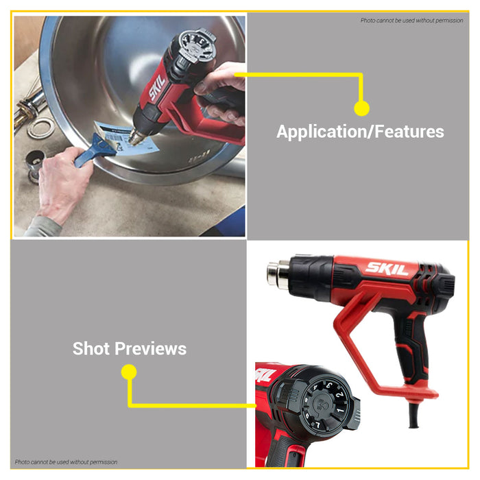 BUILDMATE Skil 2000W Electric Heat Gun Blower Portable Hot Air Dryer Shrink Gun Sealer 7 Temperature Setting HA5946SE