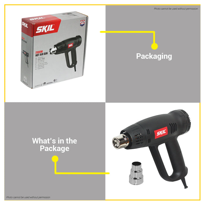 BUILDMATE Skil Hot Air Gun 2000W Hot Air Blower with Low / High Temperature Setting Heat Gun HA7711SE