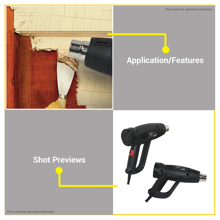 BUILDMATE Skil Hot Air Gun 2000W Hot Air Blower with Low / High Temperature Setting Heat Gun HA7711SE