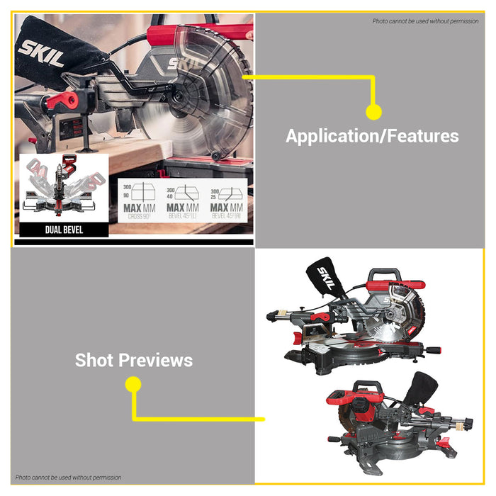 [SPECIALS] BUILDMATE Skil 2000W 10" Inch Miter Saw Dual Bevel Sliding Compound Wood Cutting Machine MS6305SE00