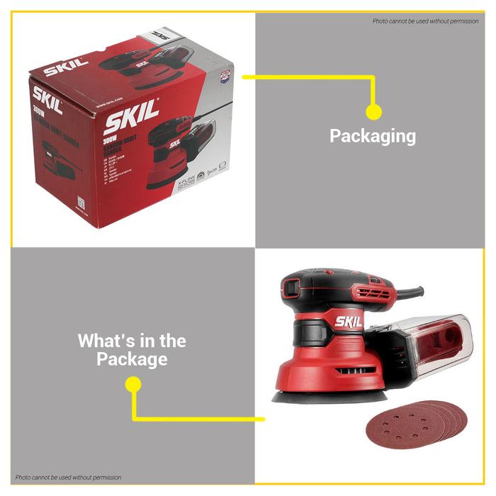 BUILDMATE Skil Random Orbital Finish Sander 300W Low Vibration VRS with Dust Box Wood Sanding Polishing Machine SR2116SE