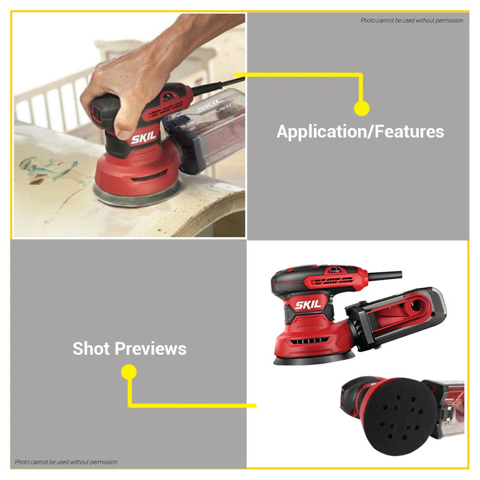 BUILDMATE Skil Random Orbital Finish Sander 300W Low Vibration VRS with Dust Box Wood Sanding Polishing Machine SR2116SE