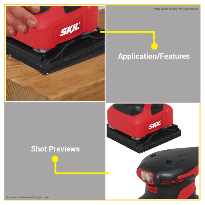 BUILDMATE Skil 1/4" Inch Palm Sander 200W Wood Sheet Finish for Wood Finishing Woodworking SR2213SE