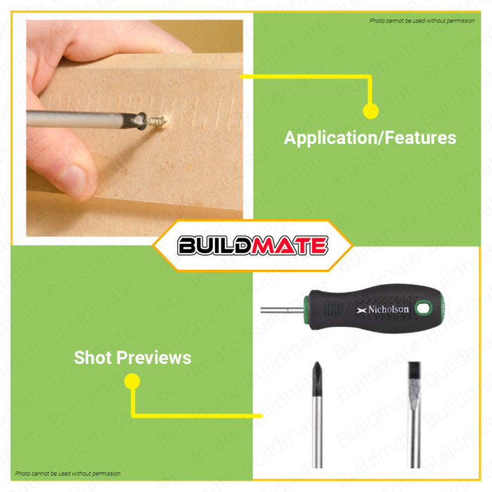 NICHOLSON 4PCS Screw Driver Set Phillip & Slotted Screw Driver Multi-functional Hand Tools Electrical Work Repair Tools Kit Set SS4011 •BUILDMATE•