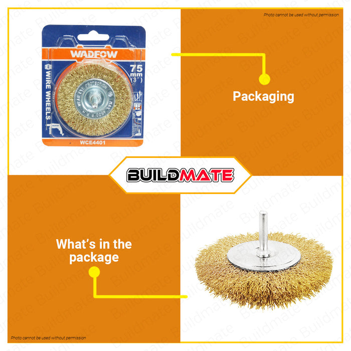 BUILDMATE Wadfow Wire Cup Brush Set 1/4" Shank 3" | 4" INCH [SOLD PER SET] Wire Wheel Crimped Brushes For Angle Grinder Surface finishing Tools WCE4401 | WCE4402 • WHT