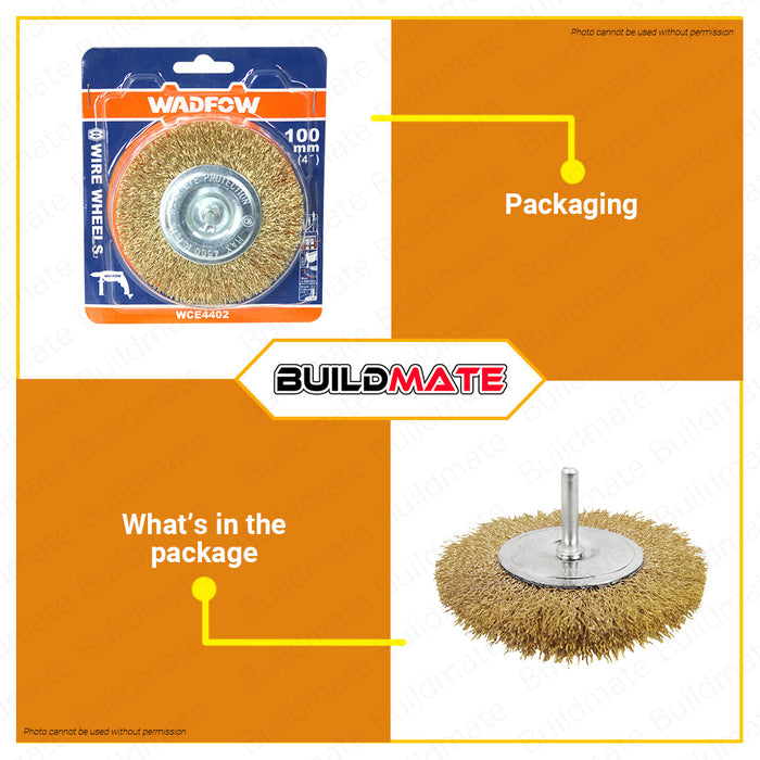 BUILDMATE Wadfow Wire Cup Brush Set 1/4" Shank 3" | 4" INCH [SOLD PER SET] Wire Wheel Crimped Brushes For Angle Grinder Surface finishing Tools WCE4401 | WCE4402 • WHT