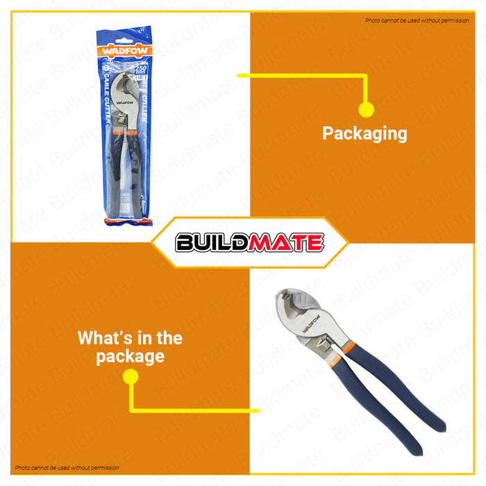 BUILDMATE Wadfow Heavy Duty Cable Cutter 10" 250mm Carbon Steel Cable Shear Wire Trimmer Electrician Line Pliers Snipping Tool WCT2910 - WHT