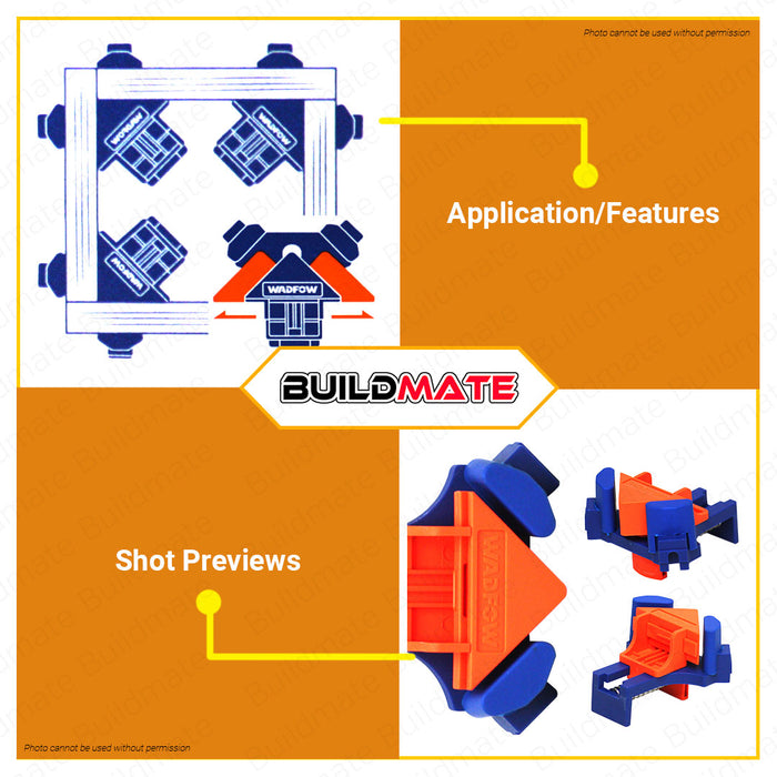WADFOW 4PCS Corner Clamp Set Right Angle Clamp Jaws Aluminum Alloy Wood Clamps For Woodworking Frame Clamps, For Welding WCZ6E01 •BUILDMATE• WHT