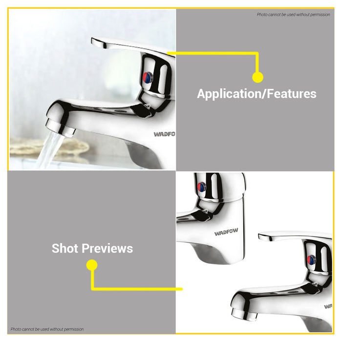 BUILDMATE Wadfow Hot/Cold Ceramic Basin Mixer Water Faucet Ø35mm with Flexible Hose Dual Function Water Control Single Handle Bathroom Sink Tap WZD1501 - WHT