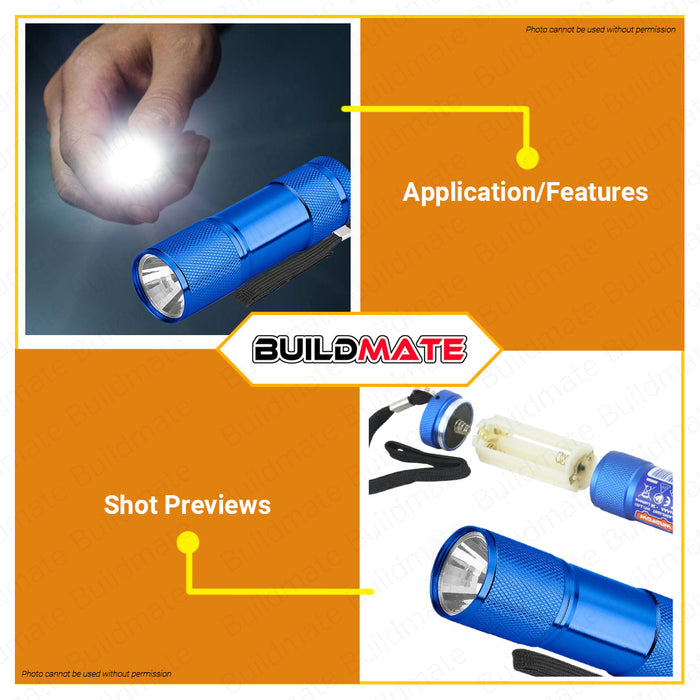 BUILDMATE Wadfow Flashlight 50 Lumens | 90 Lumens Handheld Portable Emergency Work Light • WHT