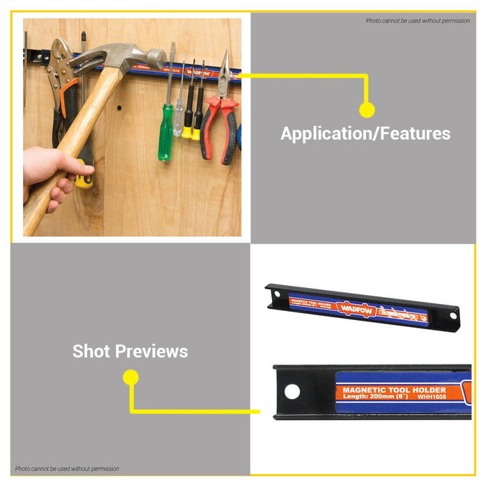 WADFOW Magnetic Tool Holder Set 8"-18" Shelf Knife Storage Strip for Hanging Wrenches Screwdrivers SOLD PER PIECE •BUILDMATE• WHT