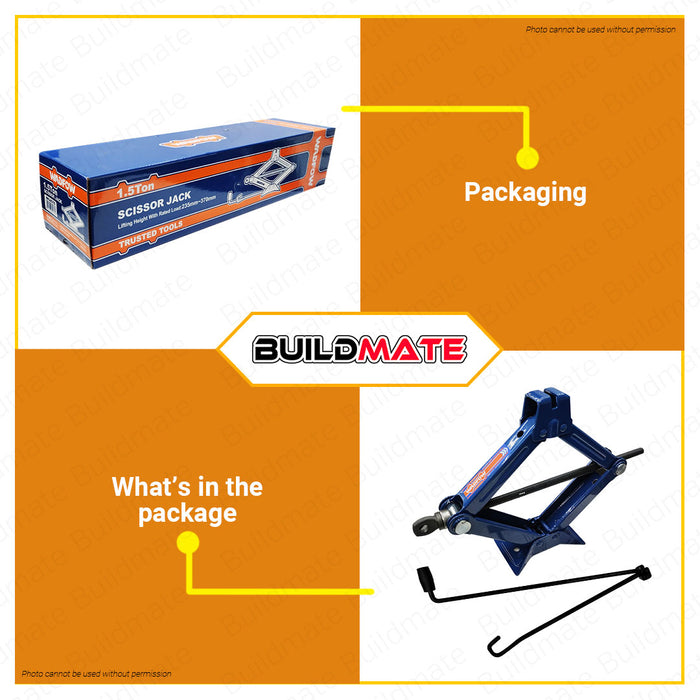 WADFOW 1.5 TON Scissor Jack Scissor Lift Jack Tire Repair Changing Tire Tool WHJ4515 •BUILDMATE• WHT