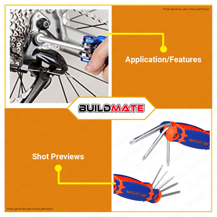 BUILDMATE Wadfow 8PCS/SET Pocket Torx Key T9-T40 Allen Wrench Set Metric Folding Allen Key Set Hand Tools WHK3281 • WHT