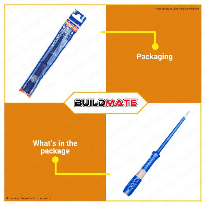 BUILDMATE Wadfow Test Pencil 4x190mm Electrical Slotted Voltage Indicator Tester Live Wire Detection Pen with Light Indicator - WHT