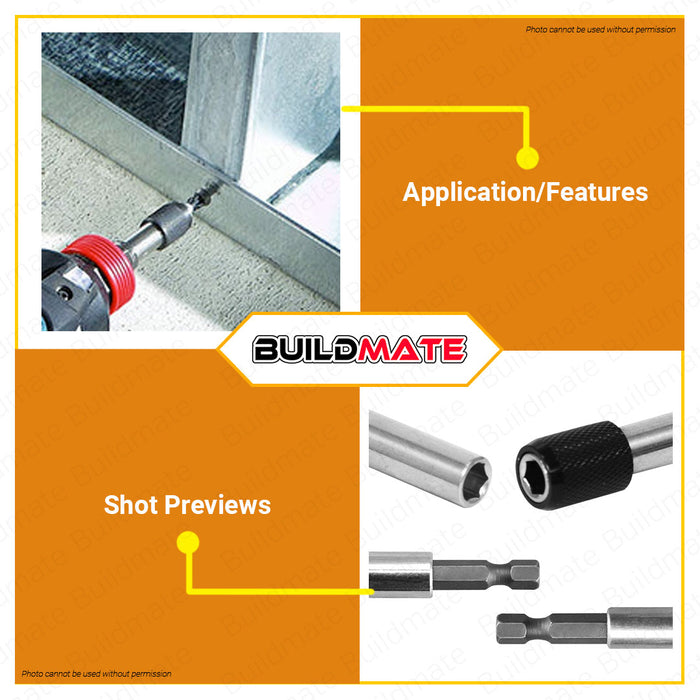 BUILDMATE Wadfow Screwdriver Bit Holder 2PCS/SET 60MM Without | With Quick Release Magnetic Bit Holder Adaptor Extension Quick Change Bit Holder CR-V Magnetic Bit Tip Holder WSV2K01 | WSV3K01 • WHT