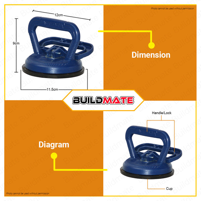 BUILDMATE Wadfow 25KG Sucker Suction Lifter Glass Sucker Cup Glass Puller Tile Suction Lifter Floor Suction Floor Gap Fixer for Lifting and Moving Glass WKR1G25 • WHT
