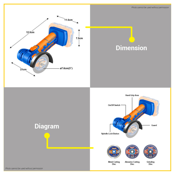BUILDMATE Wadfow Lithium-Ion Cordless Mini Cut-Off Tool 20V with Battery & Charger WLAP571 - WCPT