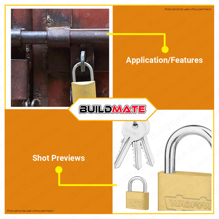 BUILDMATE Wadfow Brass Padlock 20MM - 50MM Short Shackle Security Lock Anti-Theft with 3 Keys • WHT