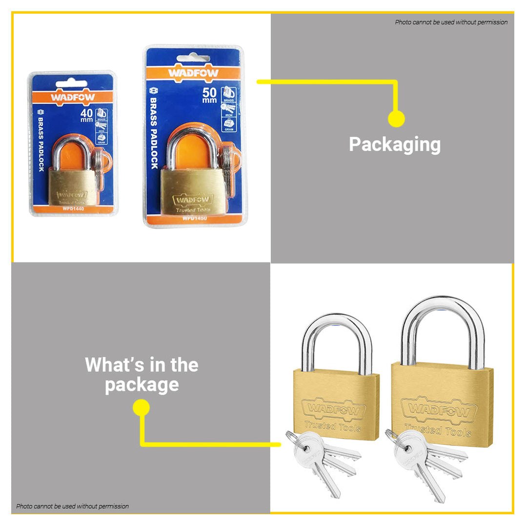BUILDMATE Wadfow Brass Padlock 20MM - 50MM Short Shackle Security Lock ...