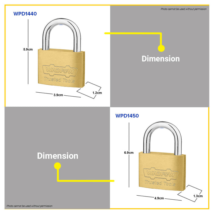 BUILDMATE Wadfow Brass Padlock 20MM - 50MM Short Shackle Security Lock Anti-Theft with 3 Keys • WHT