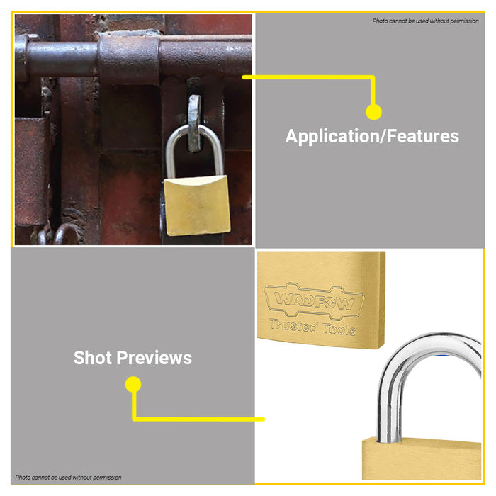 BUILDMATE Wadfow Brass Padlock 20MM - 50MM Short Shackle Security Lock Anti-Theft with 3 Keys • WHT