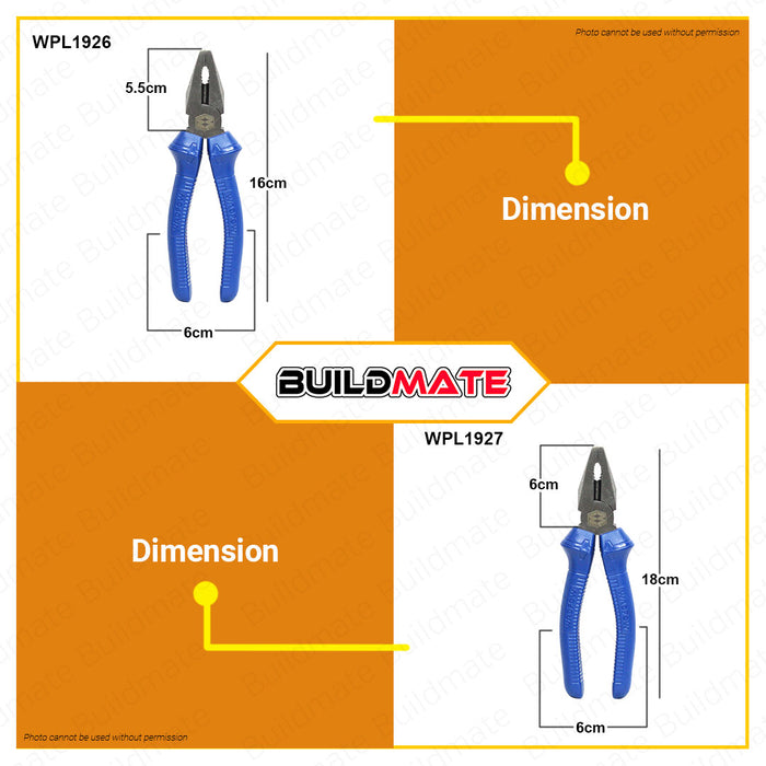 WADFOW Combination Pliers 6" Inch | 7" Inch | 8" Inch [SOLD PER PIECE] Polish & Anti-Rust Oil Hand Tools Multifunction Tools Wire Cutting Pliers Crimping Pliers Pulling and Nails Removing WPL1926 | WPL1927 | WPL1928 •BUILDMATE• WHT