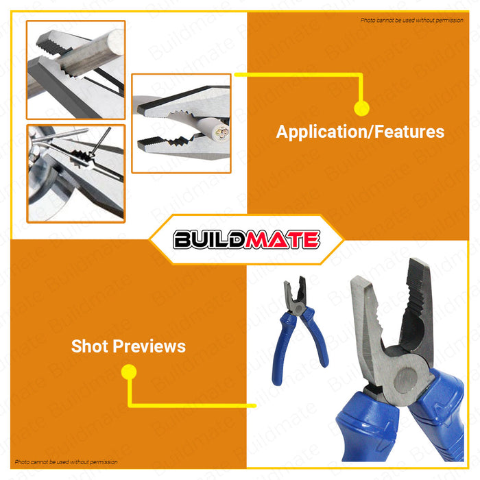WADFOW Combination Pliers 6" Inch | 7" Inch | 8" Inch [SOLD PER PIECE] Polish & Anti-Rust Oil Hand Tools Multifunction Tools Wire Cutting Pliers Crimping Pliers Pulling and Nails Removing WPL1926 | WPL1927 | WPL1928 •BUILDMATE• WHT