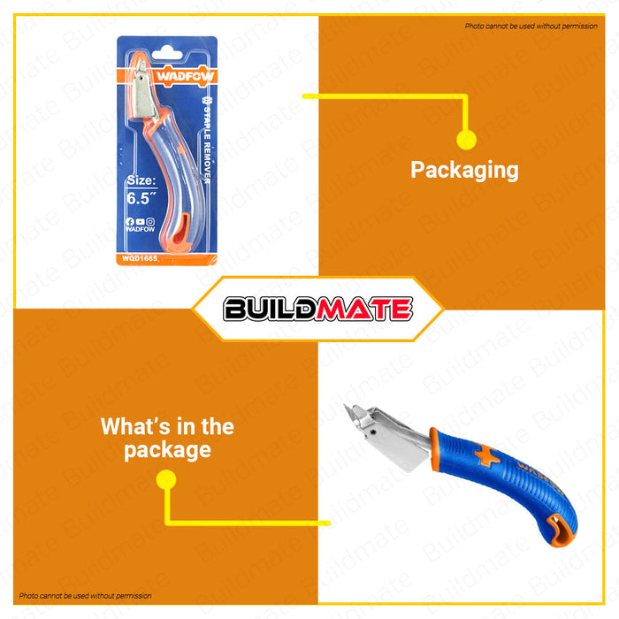 BUILDMATE Wadfow Staple Remover 6.5" Inch Plier Type Office Nail Puller Professional Hand Tools Push Style Snail Tapler Gun Remover WQD1665 • WHT
