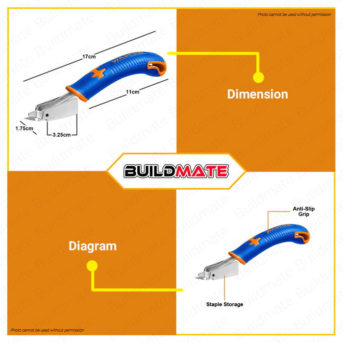 BUILDMATE Wadfow Staple Remover 6.5" Inch Plier Type Office Nail Puller Professional Hand Tools Push Style Snail Tapler Gun Remover WQD1665 • WHT