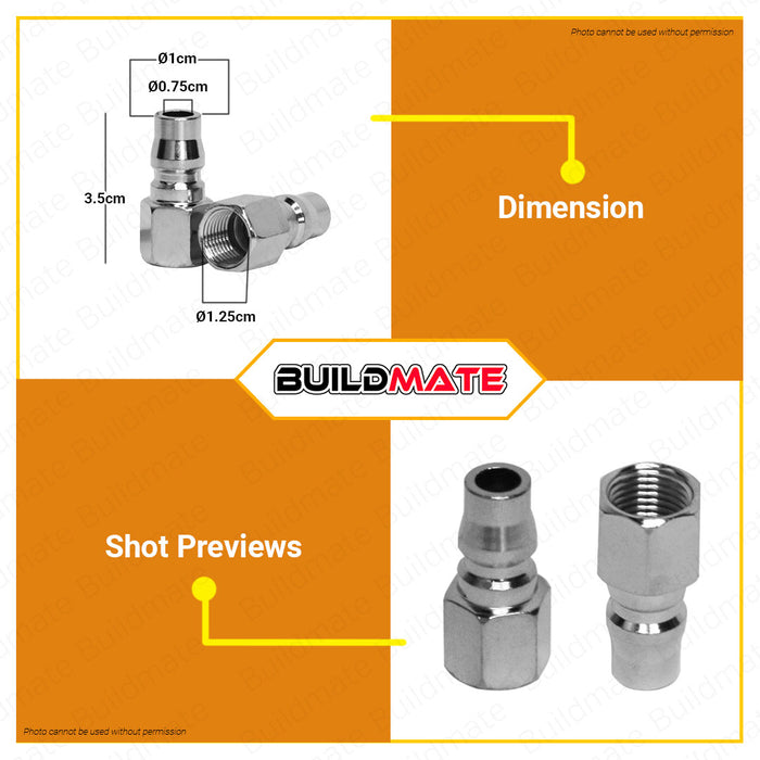 BUILDMATE Wadfow 2PCS/SET 1/4" Inch Quick Plug Quick Connector Pipe Air Compressor Quick Coupler Plug Air Hose Fittings Coupling Plug WQP2973 | WQP2953 • WHT