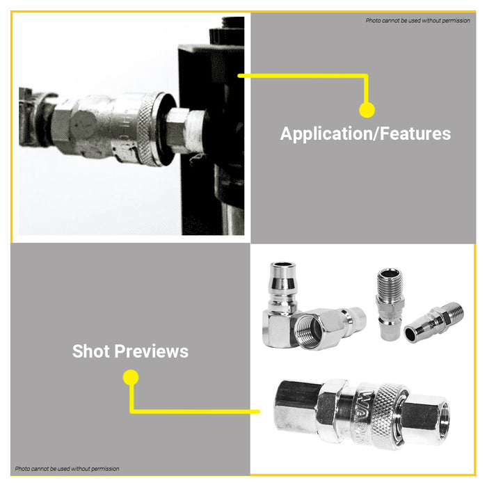 BUILDMATE Wadfow 4PCS/SET 1/4 Inch Air Coupler and Plug Set Quick Plug Connector Coupler WQP4673 WHT
