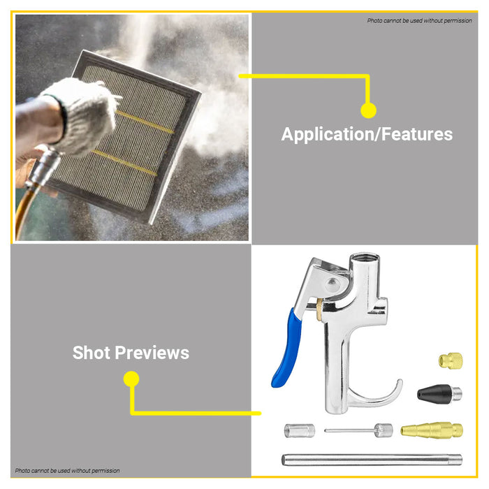 BUILDMATE Wadfow 7PCS/SET Air Blow Gun Set for Hose Air Blower Blowing Gun Air Compressor Accessory Tool Inflator Dust Cleaning Inflating Gun WQP9410 • WHT