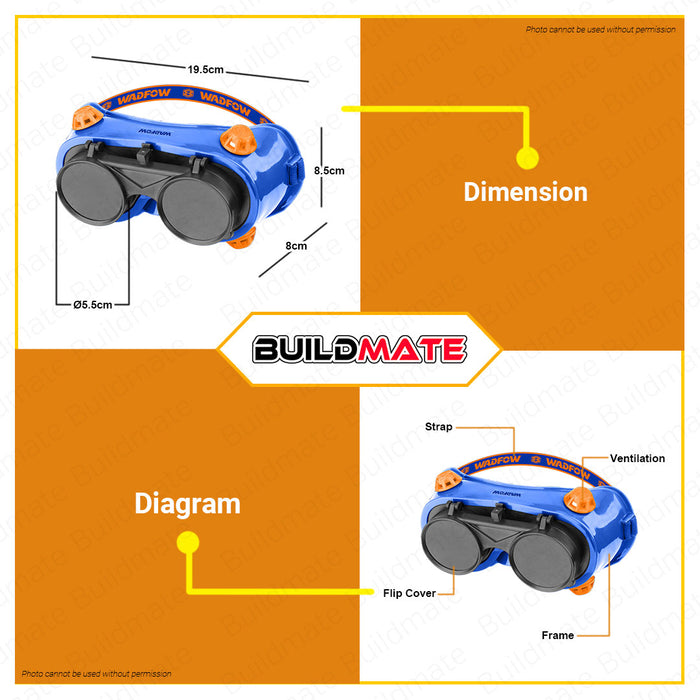 WADFOW 2 in 1 Flip Top Clear & Dark Welding Goggles Dark Shade 11 Flip Up WSG3811 •BUILDMATE• WHT