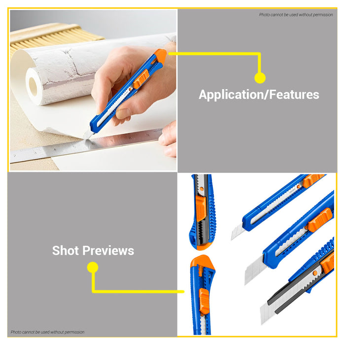 WADFOW Snap-Off Blade Knife 9mmx80mm | 18mmx100mm SOLD PER PIECE Utility Knife Cutter BUILDMATE WHT