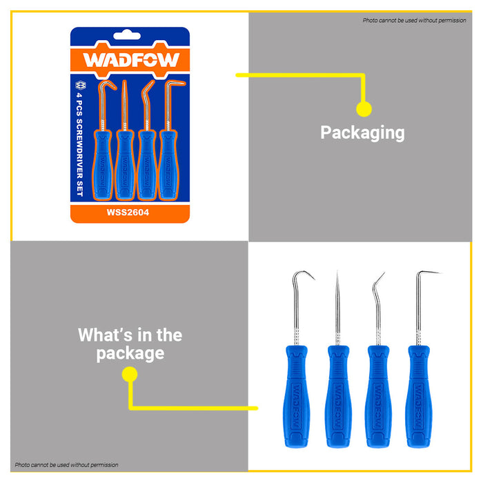 BUILDMATE Wadfow 4PCS/SET Pick and Hook Mini Lock Oil Seal Remover Tool Gasket Scraping WSS2604 WHT